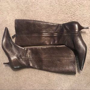 Sexy Cole Haan Snake skin low heel brown boots